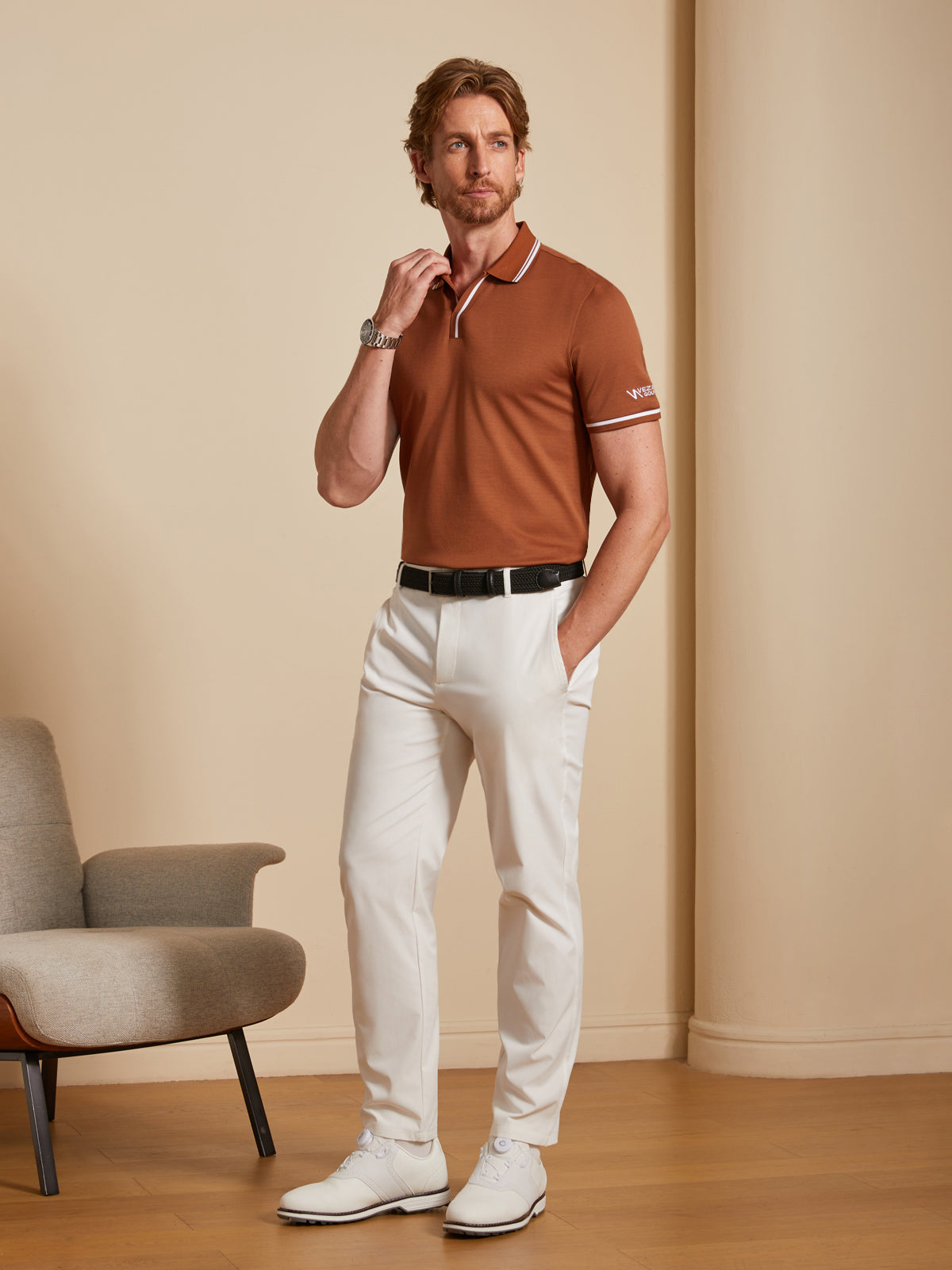 Custom Embroidery or Fit Men's Cotton-Silk Blend Polo Top