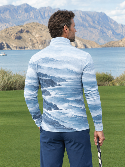 Playful Nautical Men's Lightweight Golf Shirt Quarterzip UPF50+