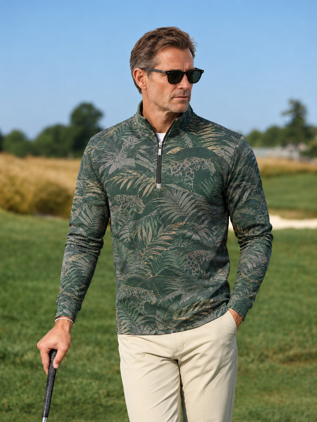 Wildlife Party Men's Lightweight Golf Shirt Quarterzip UPF50+