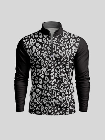 Botanical Energy Men's Lightweight Colorblock Golf Shirt Quarterzip UPF50+