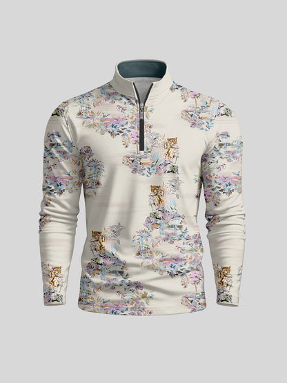 Botanical Energy Men's Lightweight Golf Shirt Quarterzip UPF50+