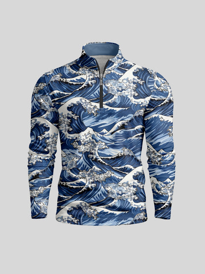 Playful Nautical Men's Lightweight Golf Shirt Quarterzip UPF50+
