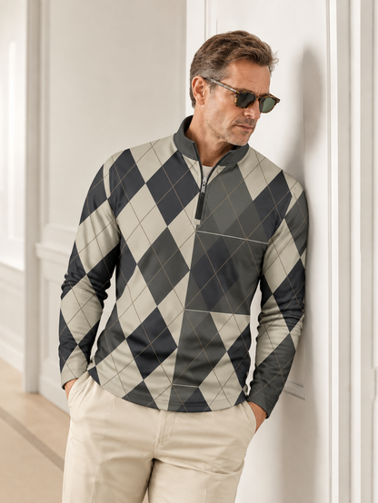 Fairway Patchwork Men's Lightweight Golf Shirt Quarterzip UPF50+