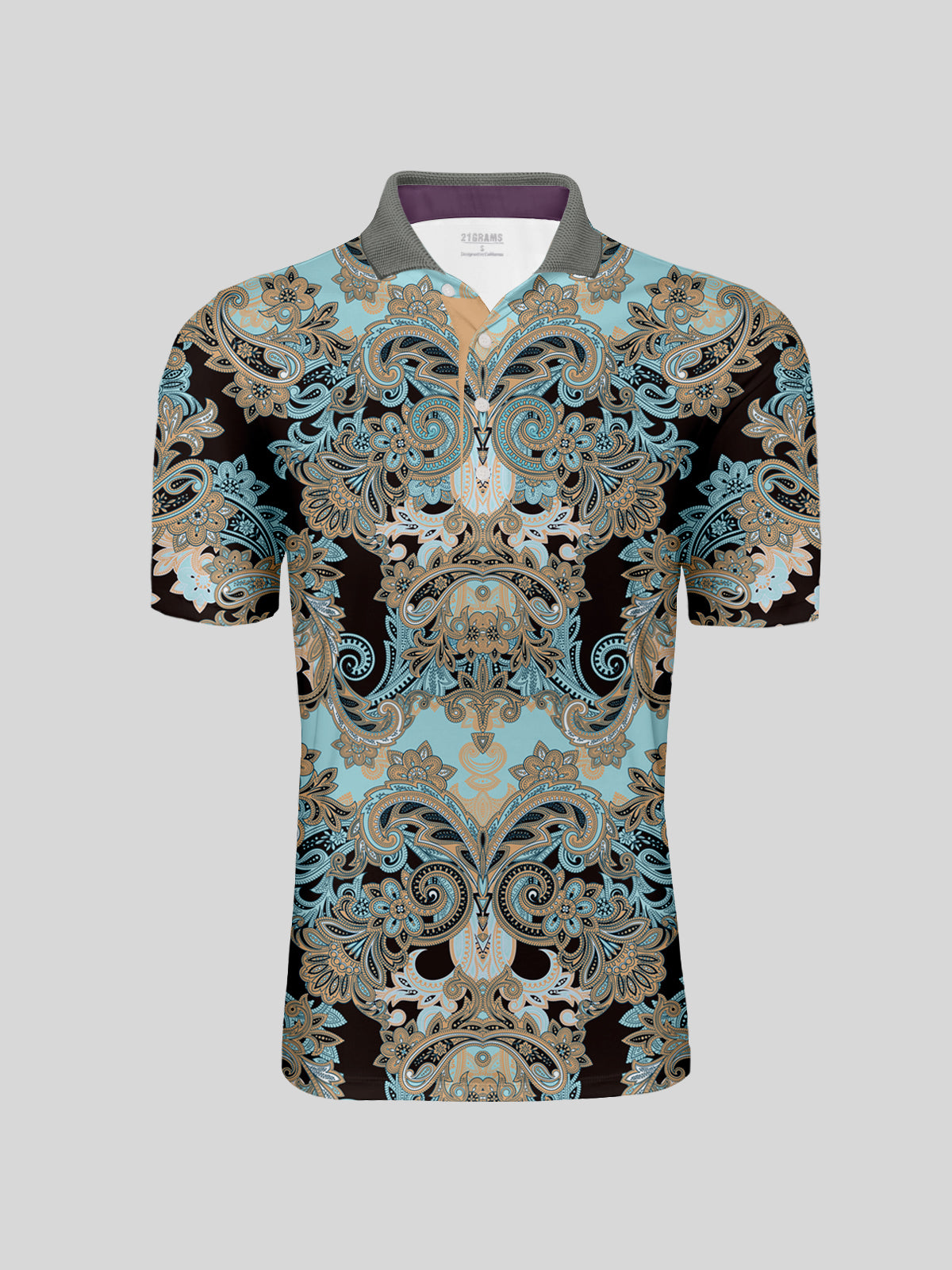 Hyped-up Tropical Men's Ribbed Collar Polo Top UPF50+