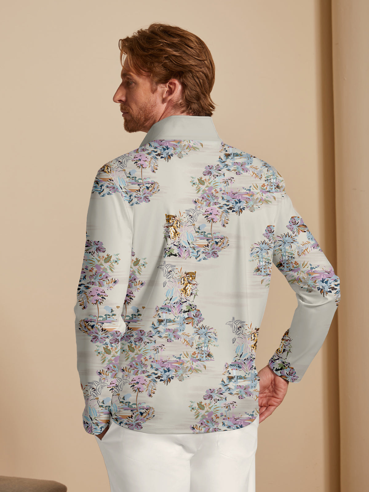 Botanical Energy Men's Lightweight Golf Shirt Quarterzip UPF50+