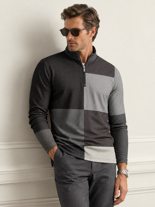 Fairway Patchwork Men's Lightweight Golf Shirt Quarterzip UPF50+