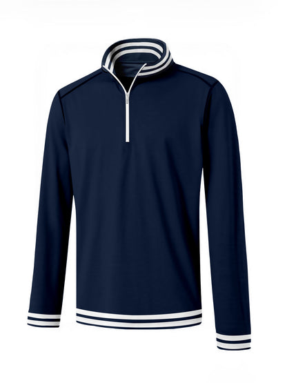 Verspieltes nautische Golfshirt mit Viertelreißverschluss, LSF 50+