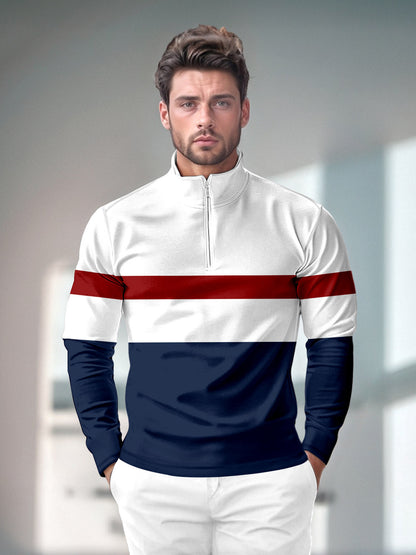 Playful Nautical Men's Golf Shirt Quarterzip UPF50+