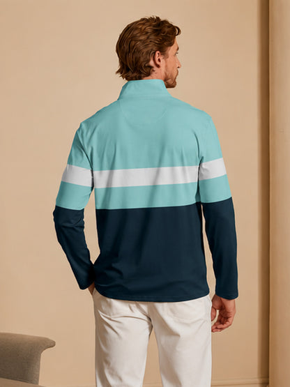 Playful Nautical Men's Golf Shirt Quarterzip UPF50+