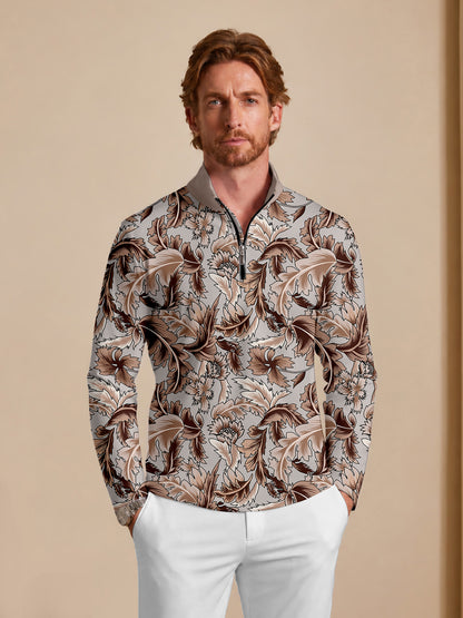 Botanical Energy Men's Lightweight Golf Shirt Quarterzip UPF50+