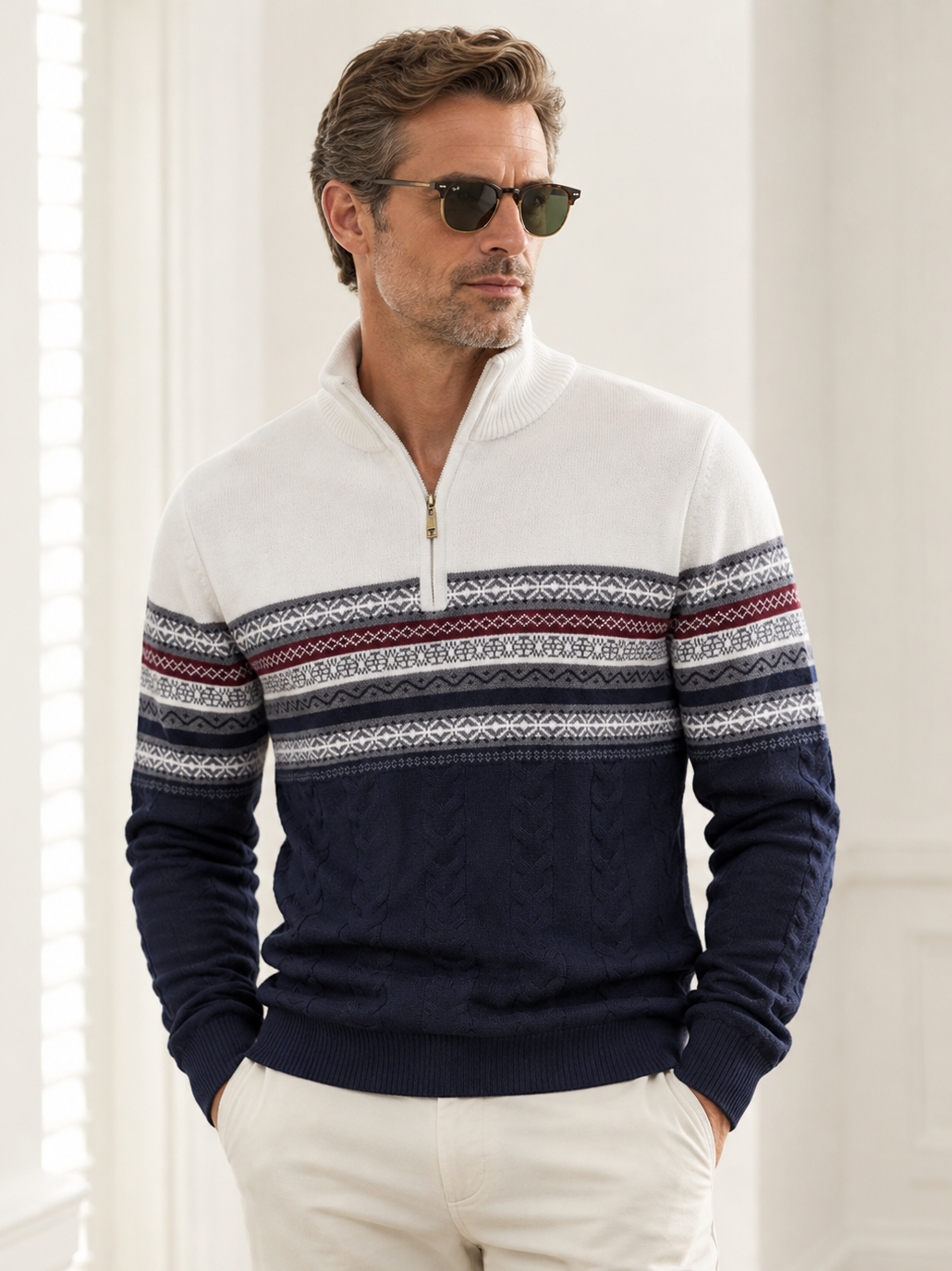 More Than Basic Men's Midweight Golf Quarter Zip Sweater