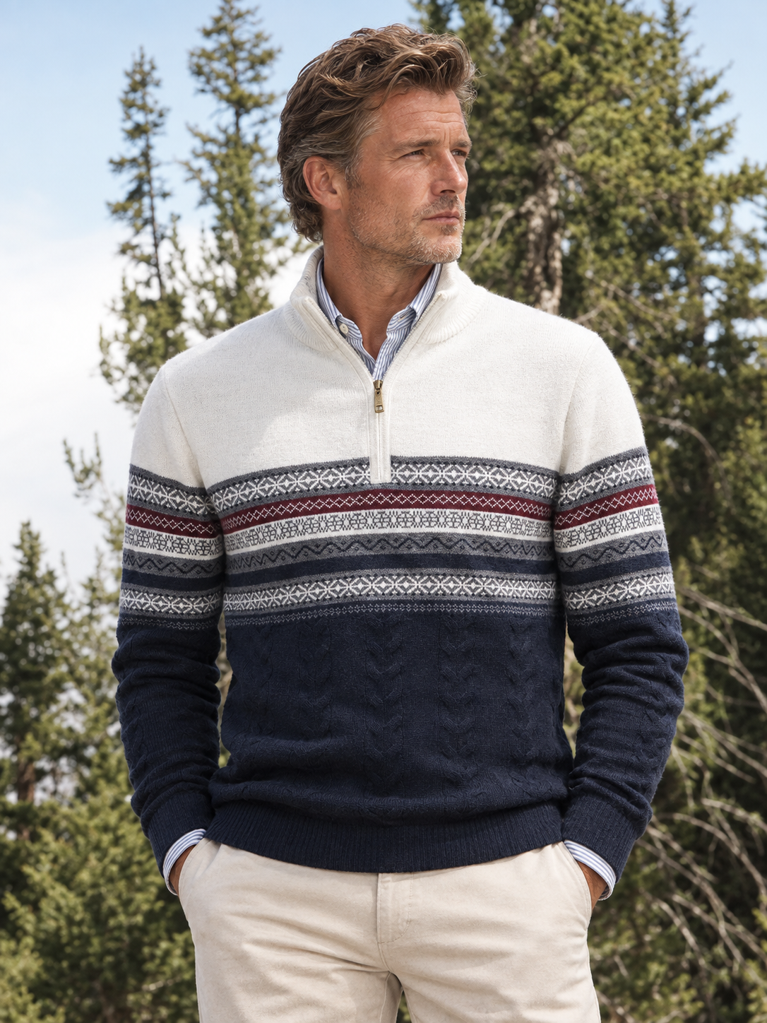 More Than Basic Men's Midweight Golf Quarter Zip Sweater