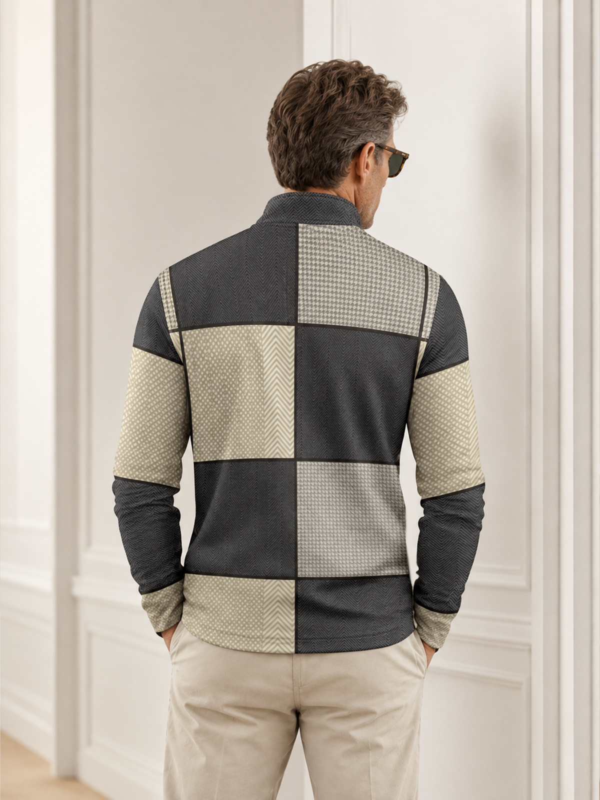 Fairway Patchwork Men's Lightweight Golf Shirt Quarterzip UPF50+