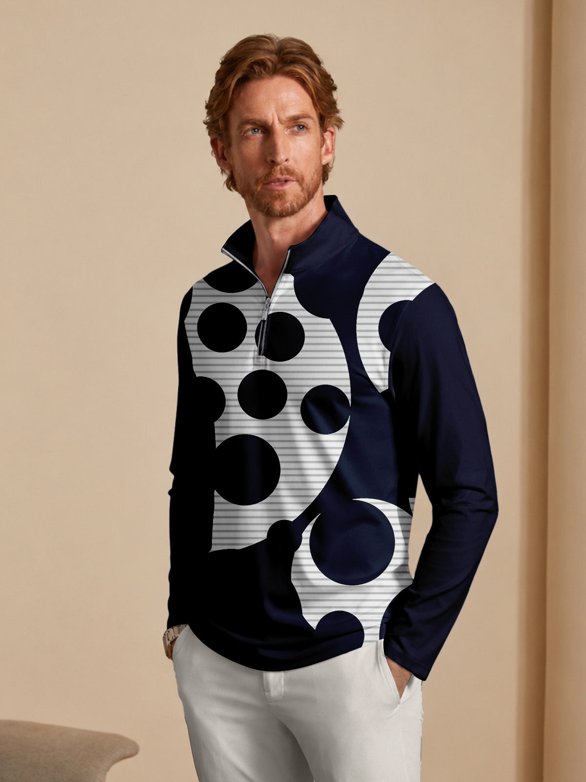 Not So Classic Men's Lightweight Colorblock Golf Shirt Quarterzip UPF50+