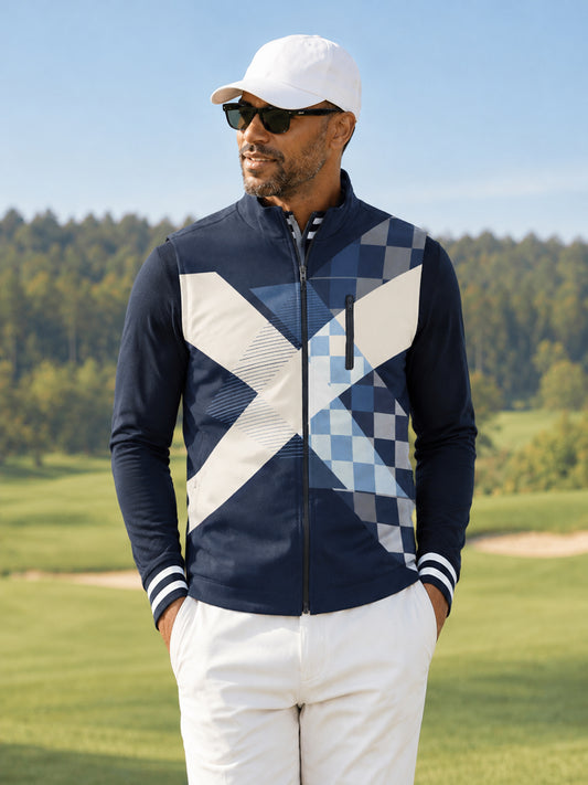 Fairway Patchwork Men's Full-Zip Lightweight Vest