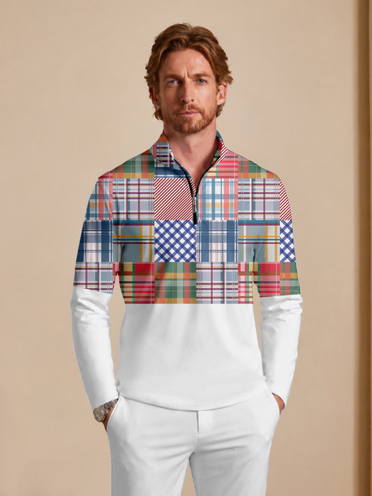 Not So Classic Men's Lightweight Colorblock Golf Shirt Quarterzip UPF50+