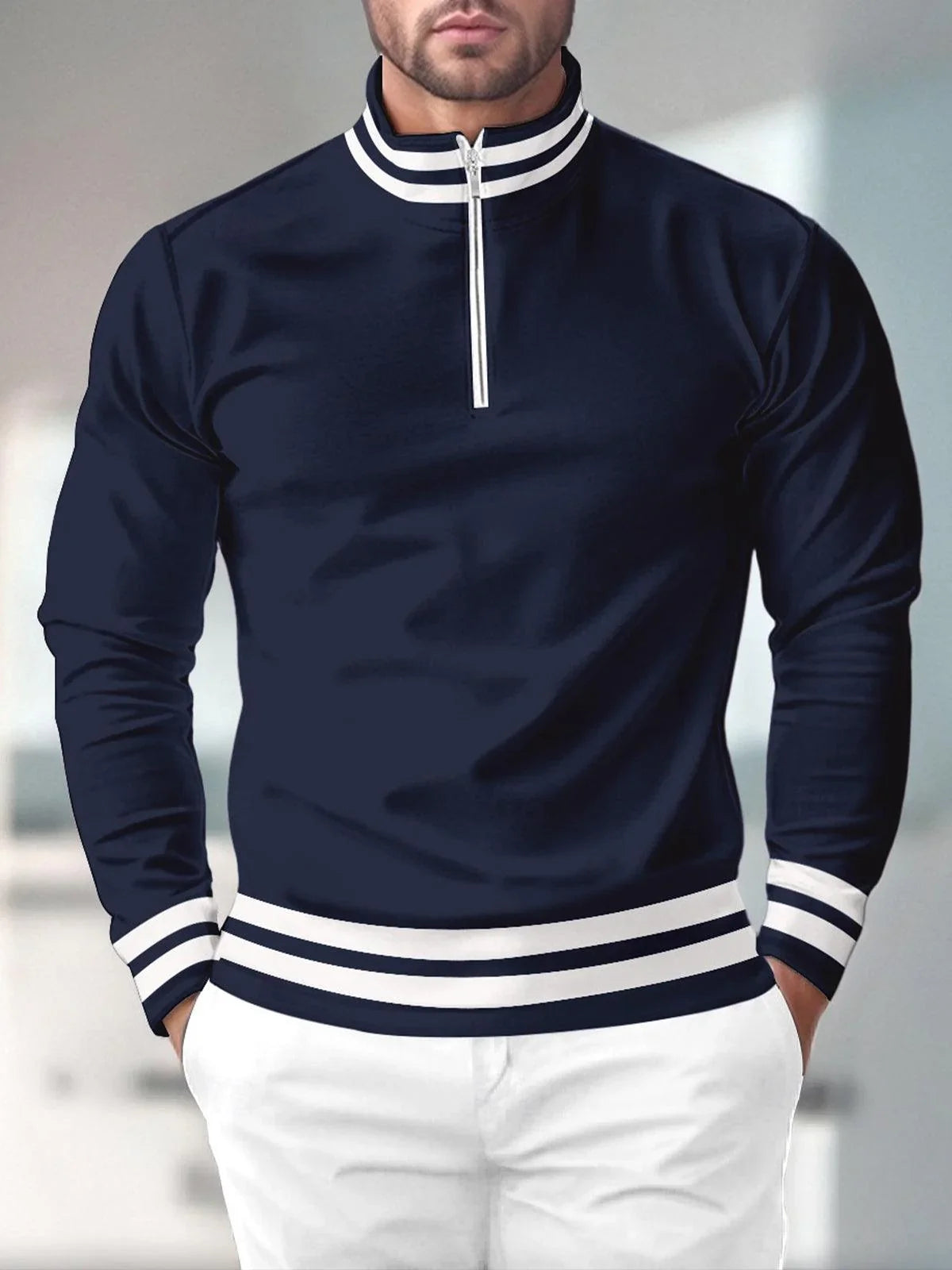 Navycore Polo da golf da uomo con zip a quarto UPF50+