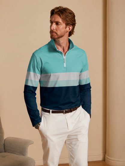 Playful Nautical Men's Golf Shirt Quarterzip UPF50+