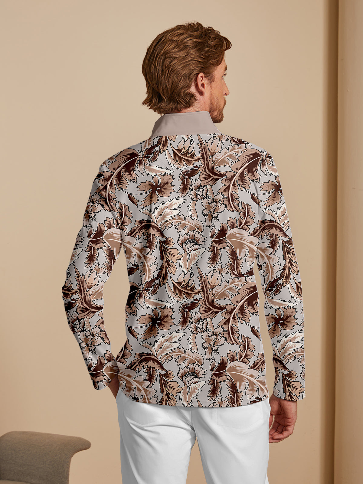 Botanical Energy Men's Lightweight Golf Shirt Quarterzip UPF50+