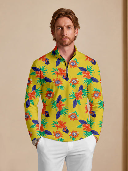 Botanical Energy Men's Lightweight Golf Shirt Quarterzip UPF50+