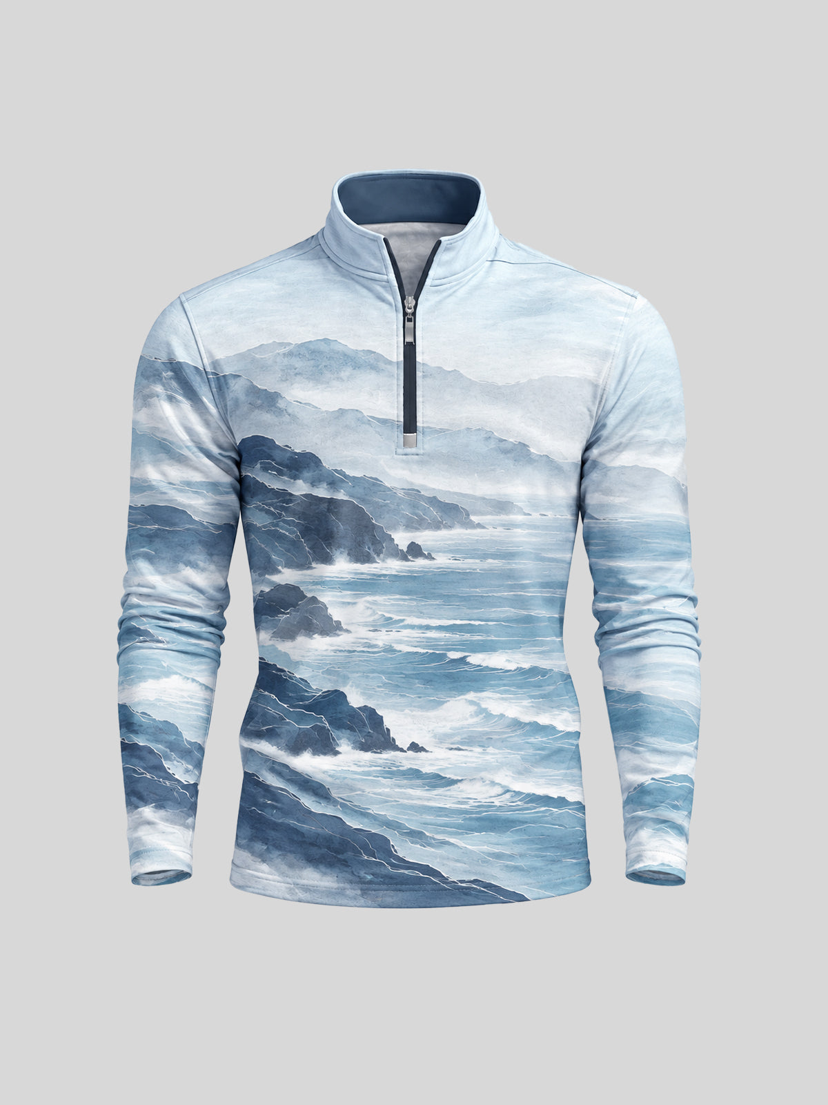 Playful Nautical Men's Lightweight Golf Shirt Quarterzip UPF50+