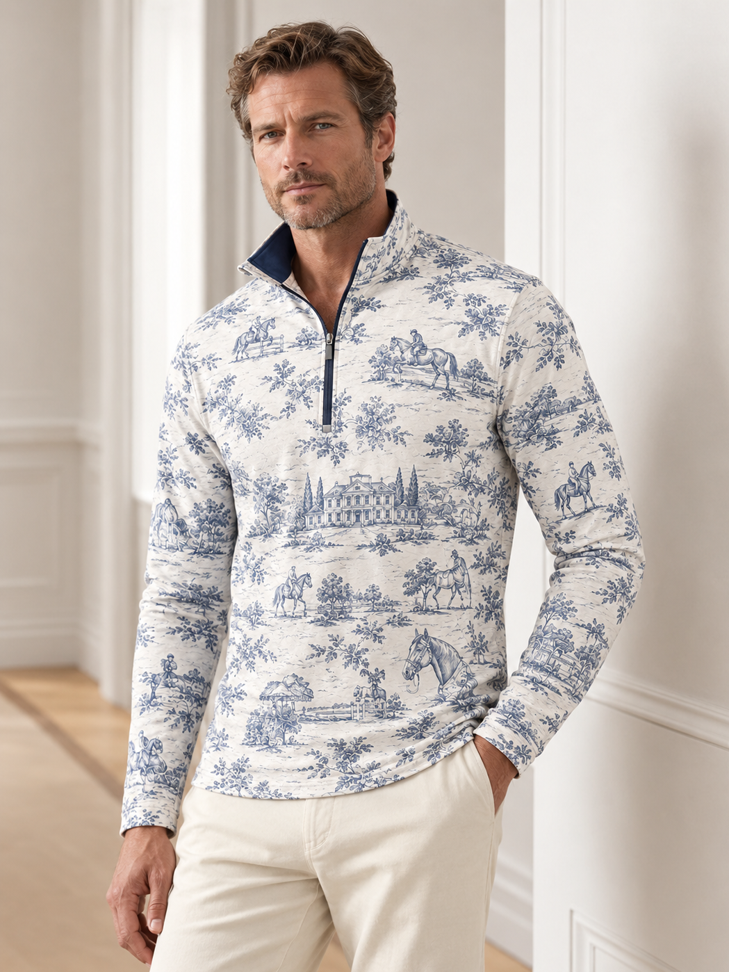 Equestrian Heritage Men's Lightweight Golf Shirt Quarterzip UPF50+