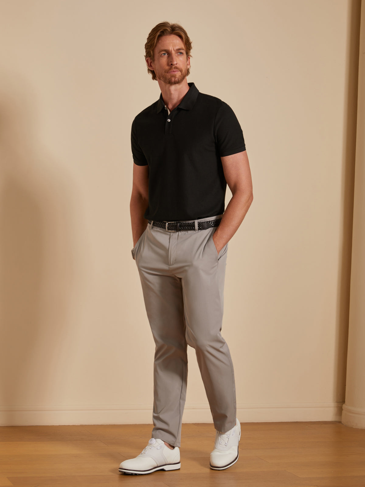 PearlTex Men's Cotton-Linen-Silk Polo Top