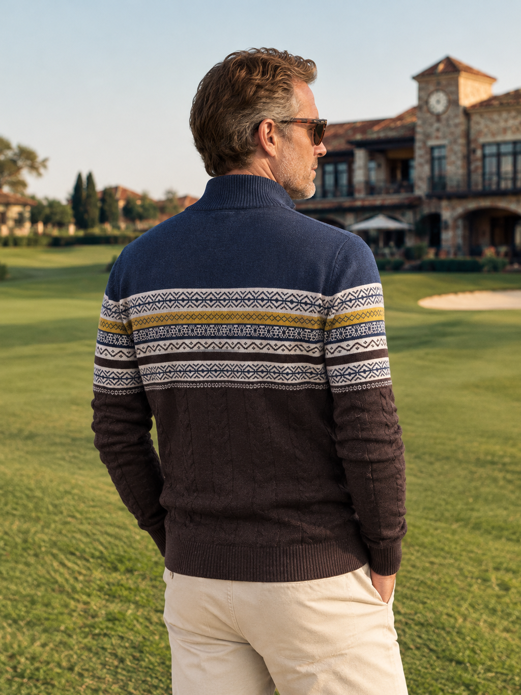 More Than Basic Men's Midweight Golf Quarter Zip Sweater