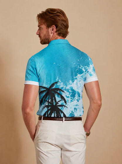 Polo da Uomo Tropicale di tendenza UPF50+