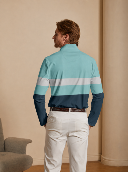 Playful Nautical Men's Golf Shirt Quarterzip UPF50+