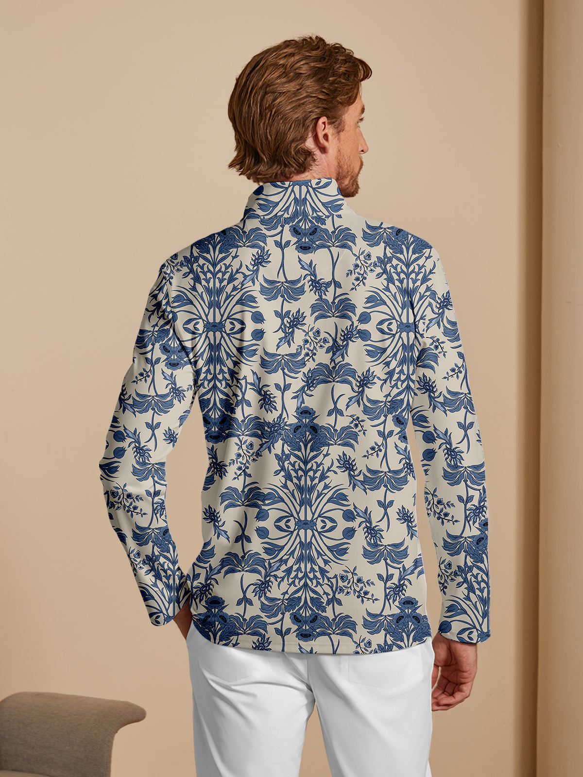 Botanical Energy Men's Lightweight Golf Shirt Quarterzip UPF50+