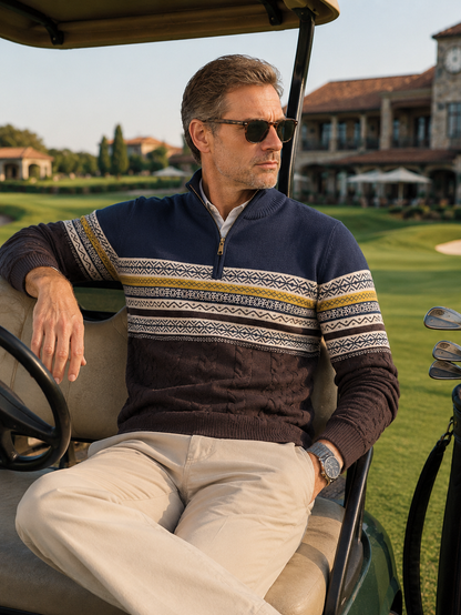 More Than Basic Men's Midweight Golf Quarter Zip Sweater