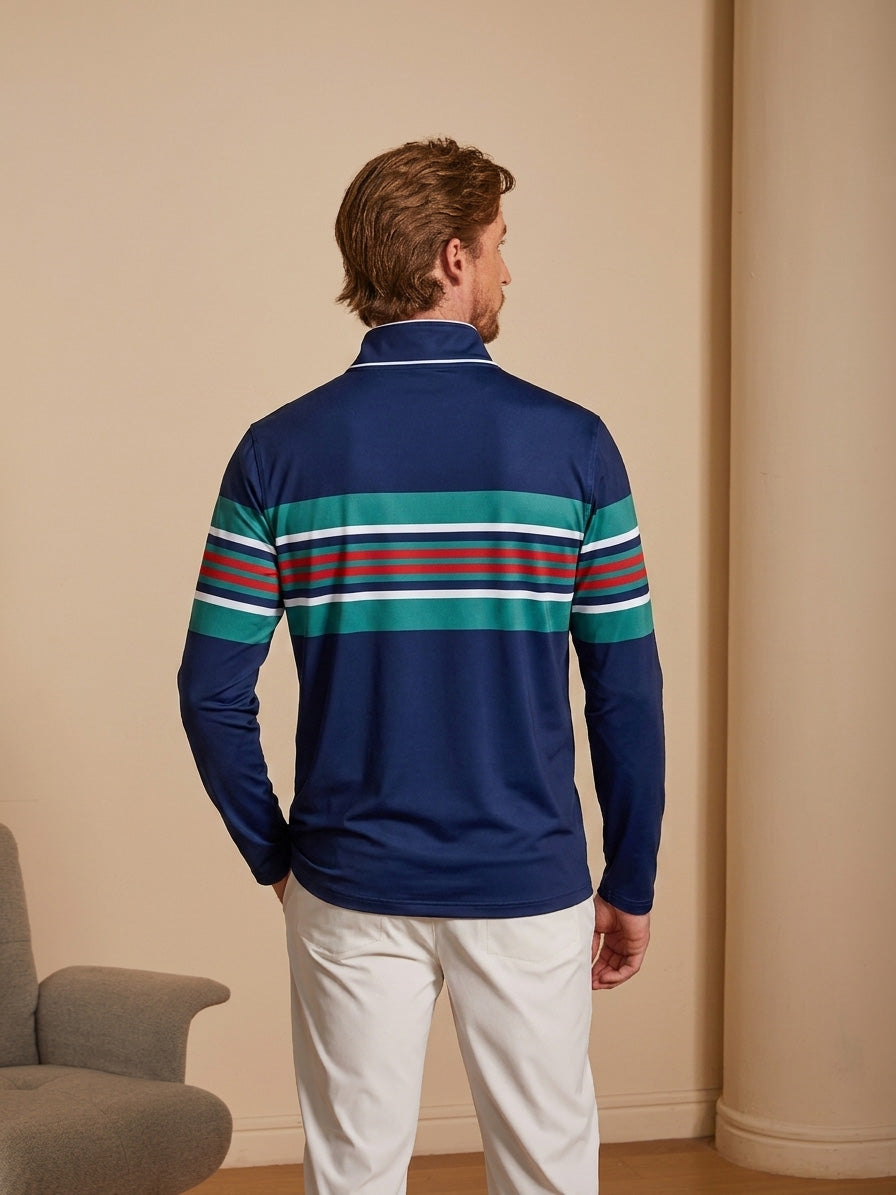 Playful Nautical Men's Golf Shirt Quarterzip UPF50+