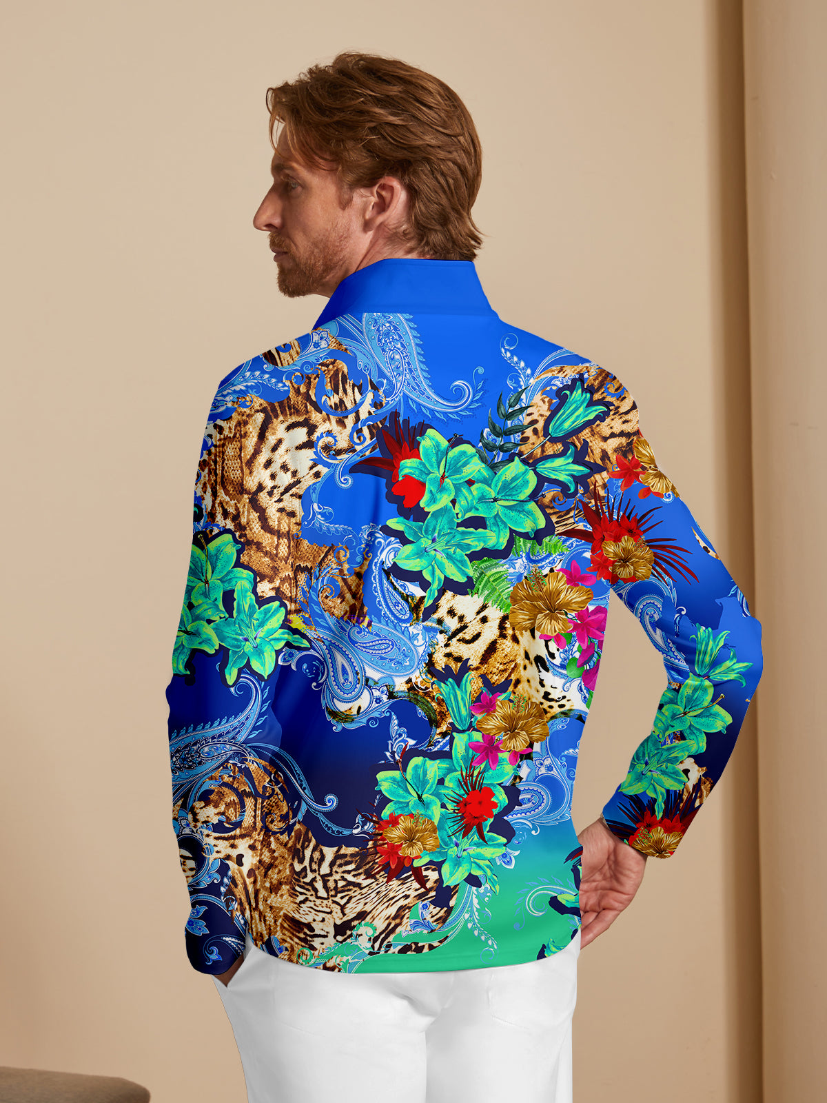 Botanical Energy Men's Lightweight Golf Shirt Quarterzip UPF50+