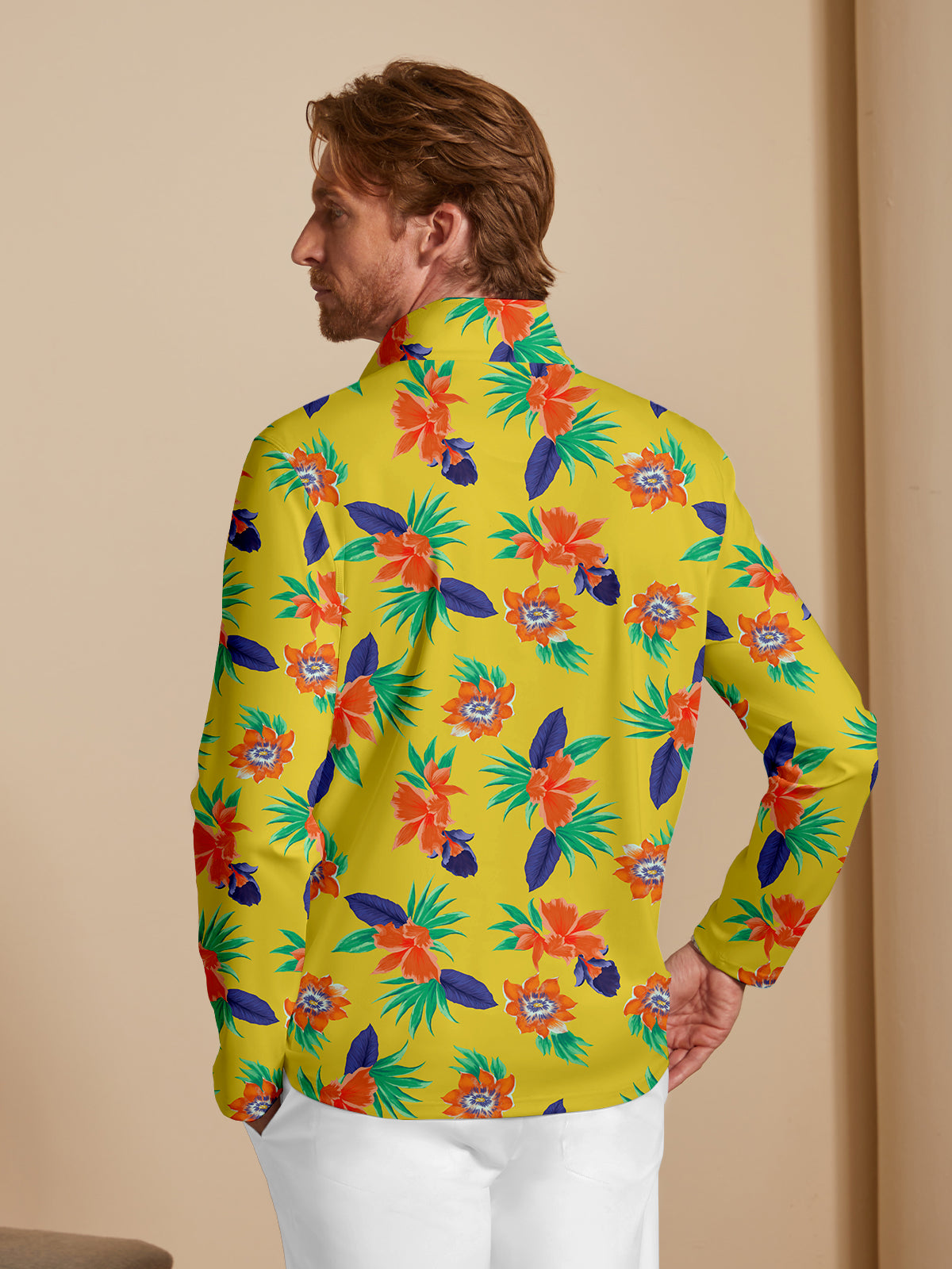 Botanical Energy Men's Lightweight Golf Shirt Quarterzip UPF50+