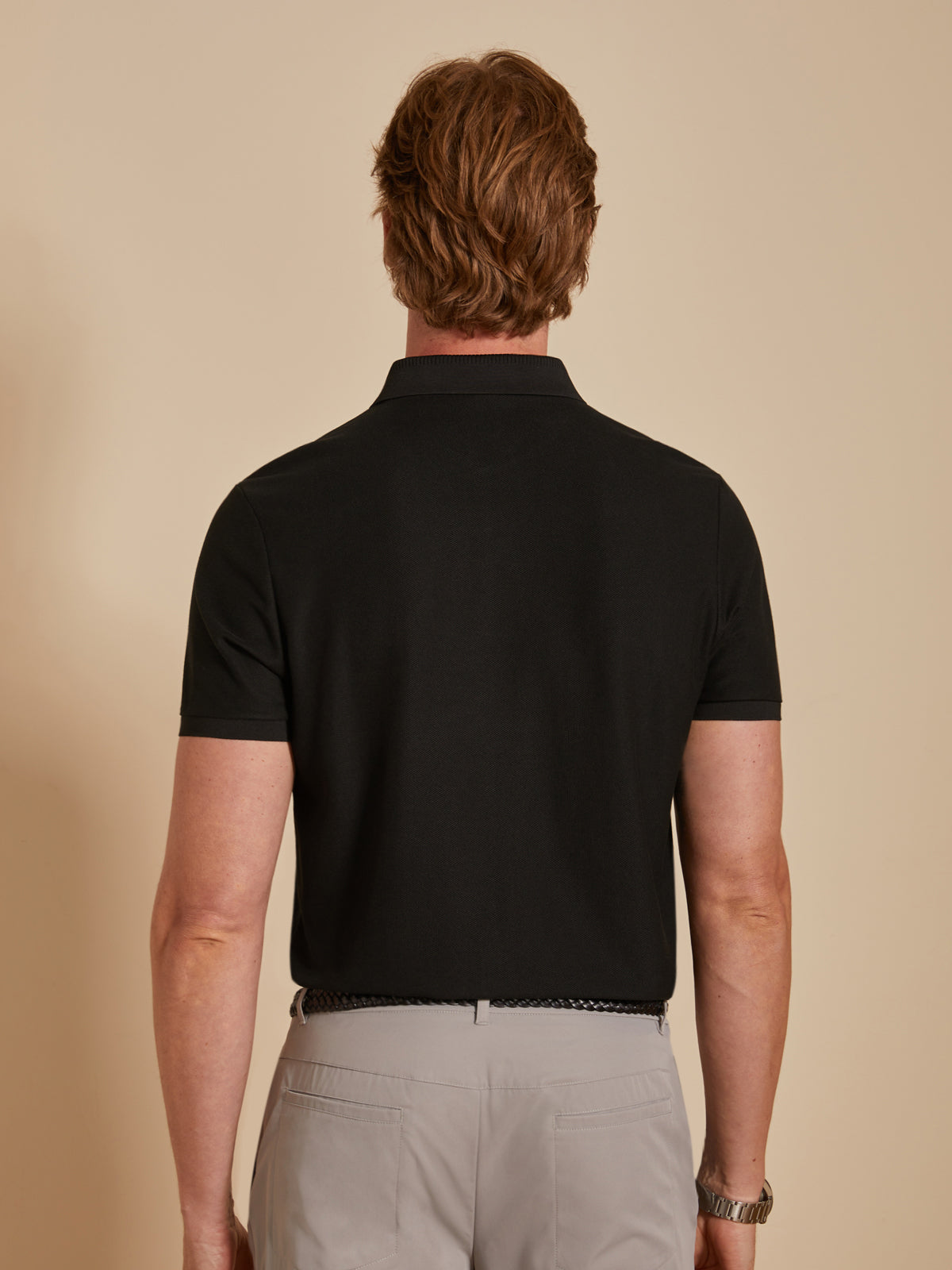 PearlTex Men's Cotton-Linen-Silk Polo Top