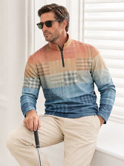 Fairway Patchwork Men's Lightweight Golf Shirt Quarterzip UPF50+