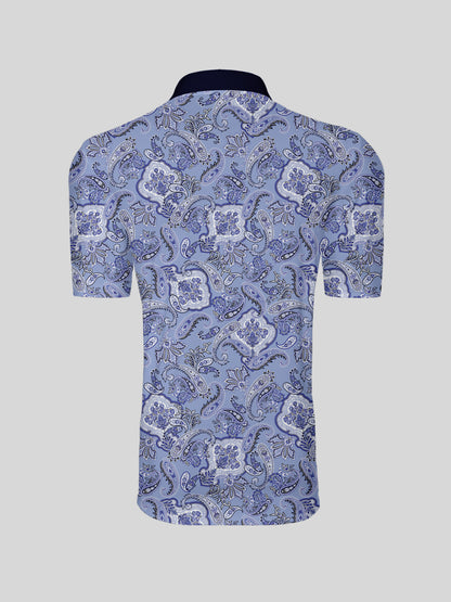 Hyped-up Tropical Men's Ribbed Collar Polo Top UPF50+
