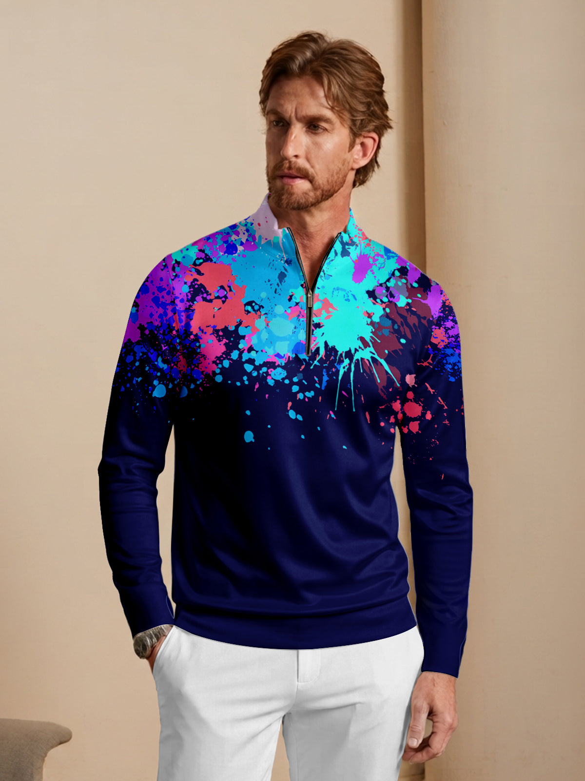 Inked Skins Men's Lightweight Golf Shirt Quarterzip UPF50+