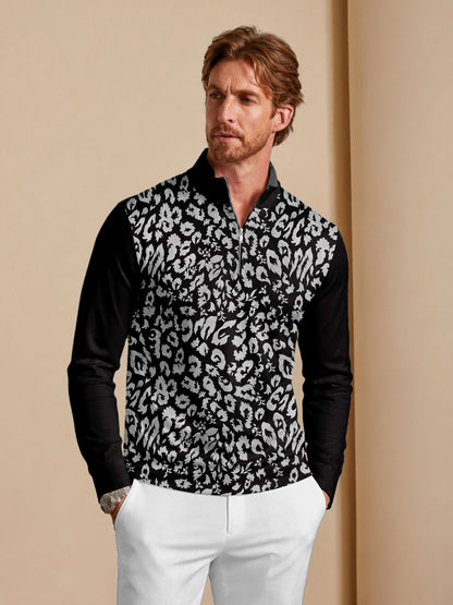 Botanical Energy Men's Lightweight Colorblock Golf Shirt Quarterzip UPF50+