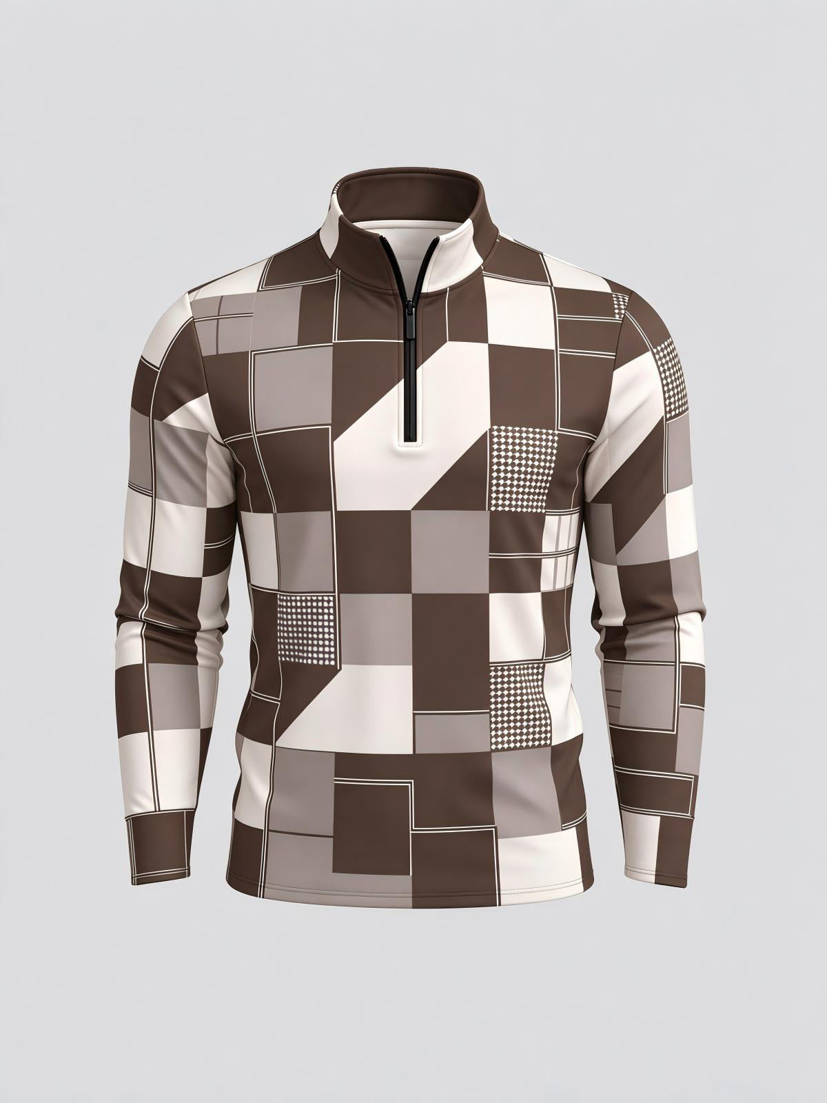Fairway Patchwork Men's Lightweight Golf Shirt Quarterzip UPF50+
