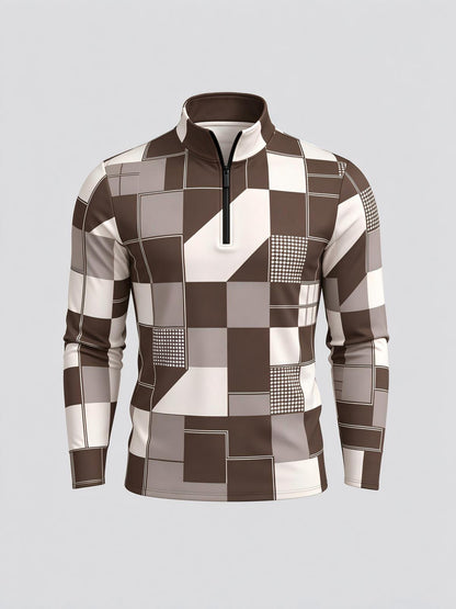 Fairway Patchwork Men's Lightweight Golf Shirt Quarterzip UPF50+