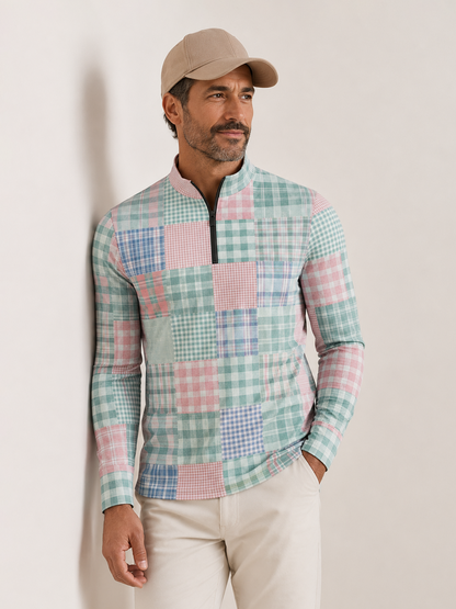Fairway Patchwork Men's Lightweight Golf Shirt Quarterzip UPF50+