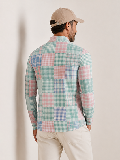 Fairway Patchwork Men's Lightweight Golf Shirt Quarterzip UPF50+
