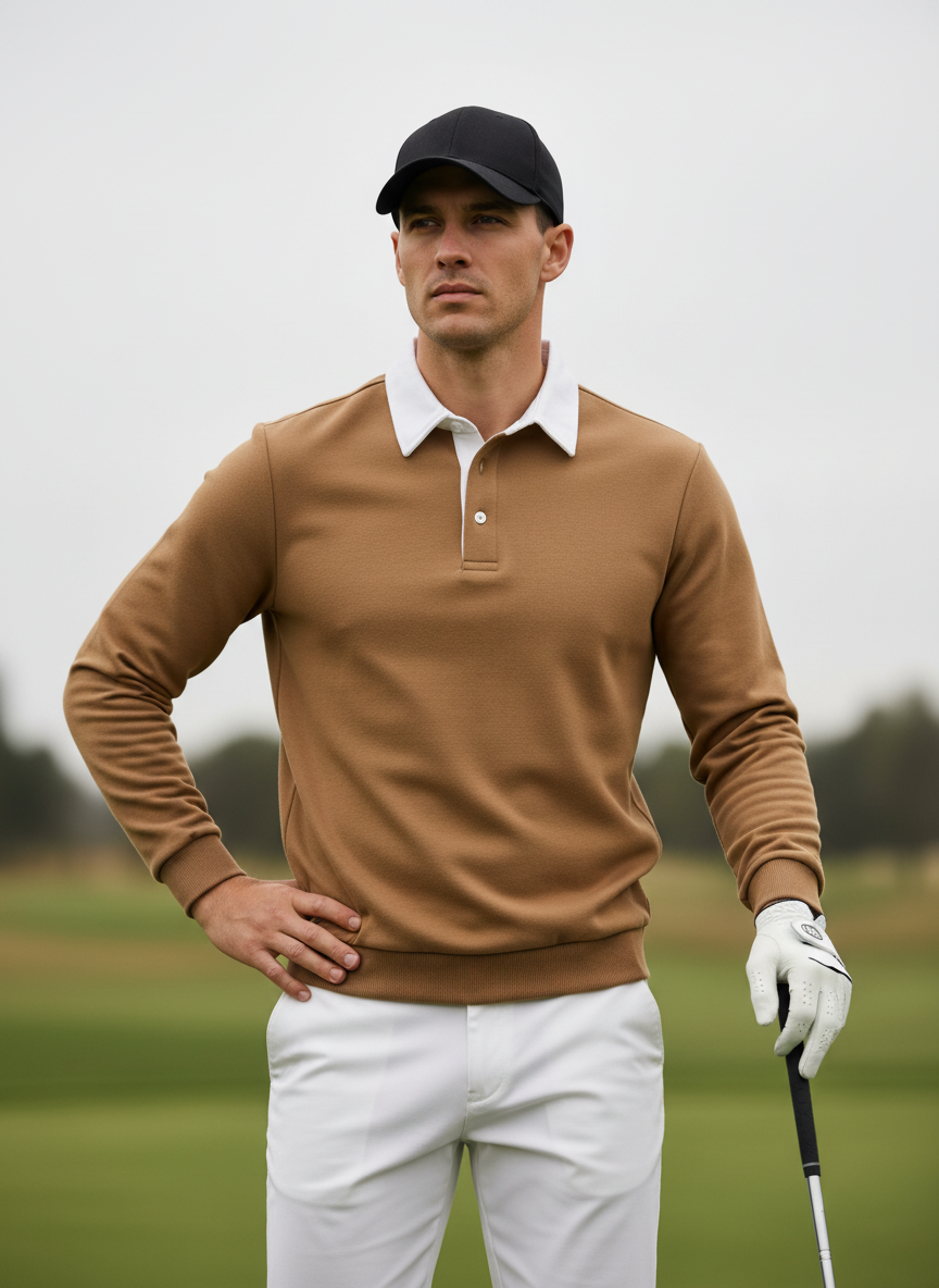Mehr als nur ein einfaches Herren-Golf-Sweatshirt mit Knopfleiste und Kragen