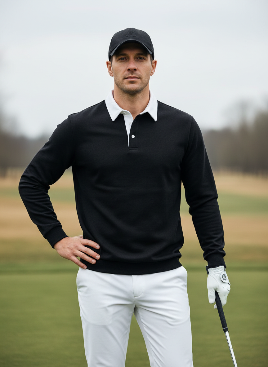 Mehr als nur ein einfaches Herren-Golf-Sweatshirt mit Knopfleiste und Kragen