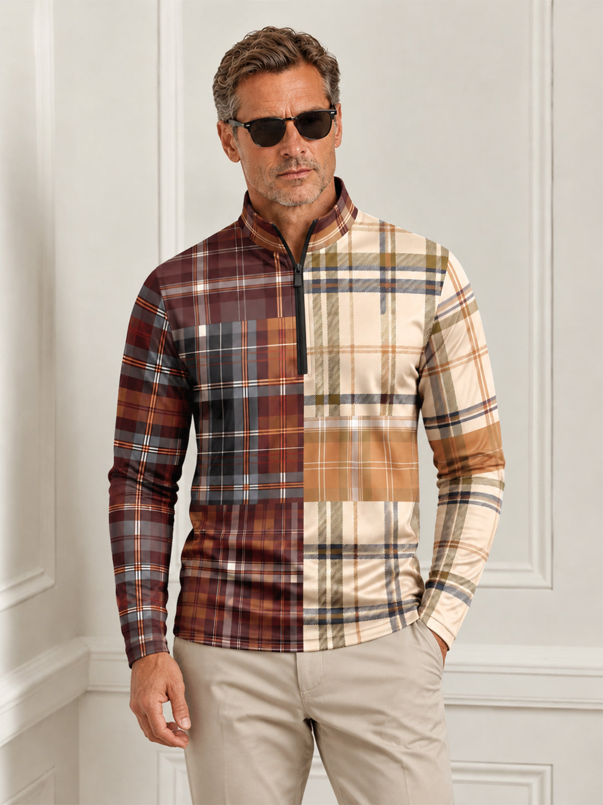 Fairway Patchwork Men's Lightweight Golf Shirt Quarterzip UPF50+