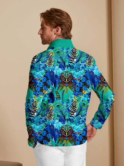 Botanical Energy Men's Lightweight Golf Shirt Quarterzip UPF50+