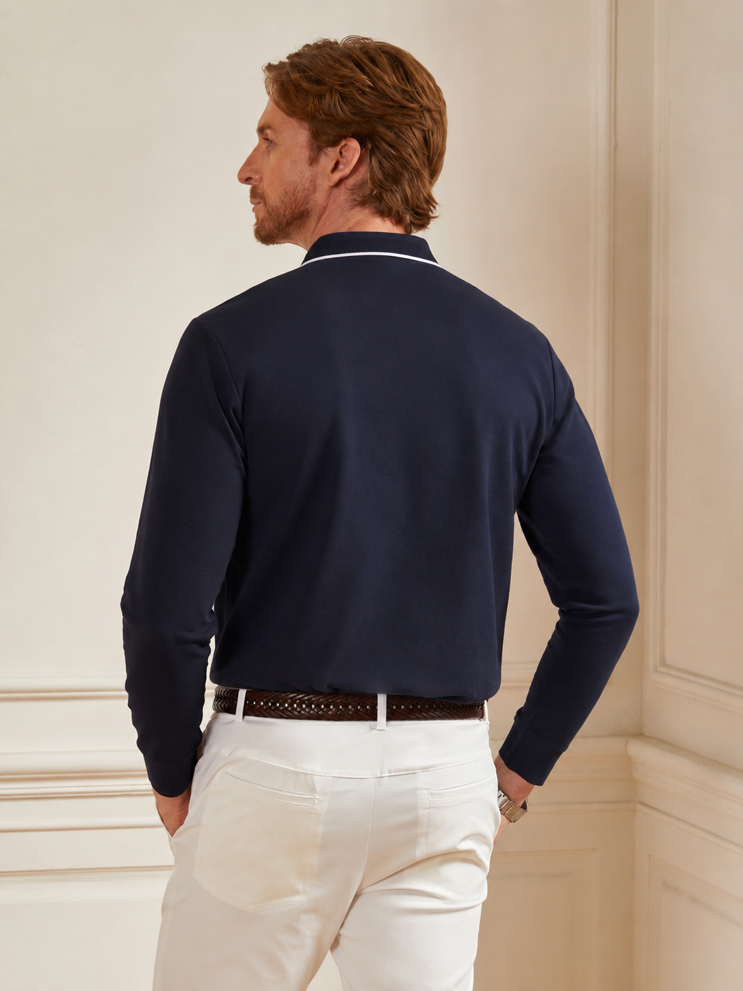 CotFlex Men's Cotton Blend Long-Sleeve Polo