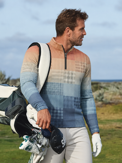 Fairway Patchwork Men's Lightweight Golf Shirt Quarterzip UPF50+